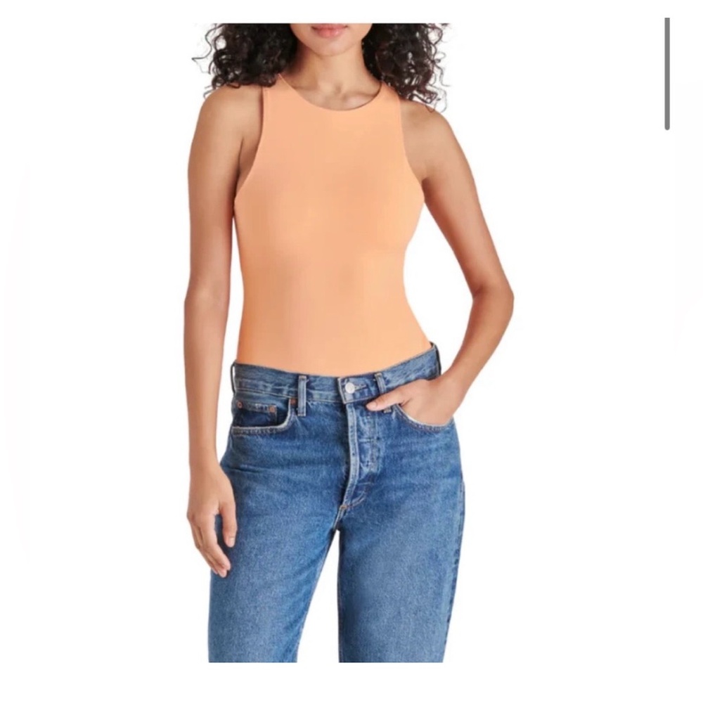 Steve Madden Light Orange High-Neck Sleeveless Bodysuit